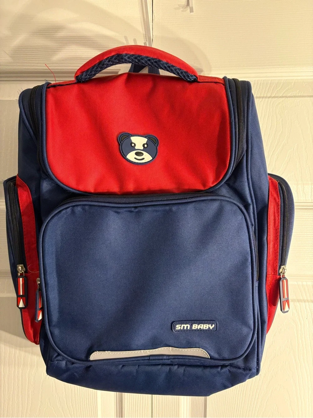 🎒 SM Baby Orthopedic School Backpack | Kids Waterproof Blue & Red Bag (B1)